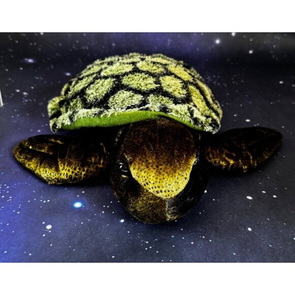 Aurora Realistic Green Turtle Sea Ocean 12" Plush Stuffed Tortoise Reptile Toy - Picture 2 of 8